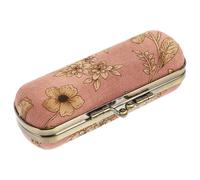 Retro Lipstick Storage Box with Mirror, Pink Cloth Travel Case | Lightweight Cosmetic Storage, Aluminium Alloy and Glass Details, Birthday Gift for Women, Hair Brush Bag
