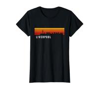 Retro Liverpool Shirt UK Liverpool Cityscape Skyline British Value Graphic T-Shirt, Women, Black, S