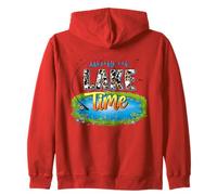 Retro Living On Lake Time Canoe Fishing - Lake Life Outdoor Zip Hoodie