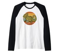 Retro Lizard Vintage Chameleon Design for Reptile Lovers Raglan Baseball Tee