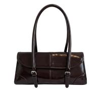Retro Loaf Underarm Bag Women Glossy Oil Wax PU Leather Magnetic | Large Capacity Adjustable Strap Zipper Lightweight Inner Pocket Commuter Date Bag