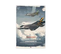 Retro Lockheed Min F-35 Lightning II - USAF Aviation, Multirole Fighter Aircraft, Plane, Air Superiority Fighter, Canvas Poster Bedroom Decor Landscape Office Room Decor Gift 20x30inch(50x75cm)