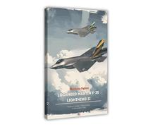 Retro Lockheed Min F-35 Lightning II - USAF Aviation, Multirole Fighter Aircraft, Plane, Air Superiority Fighter, Canvas Poster Wall Art Decor Print Picture Paintings for Living Room Bedroom Decorati