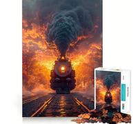 Retro Locomotive Train 1000 Piece Jigsaw Puzzles for Teenagers Jigsaw Clear Logic Toy Peaceful Time Perfect Cut Santa Wish List (50x75cm)