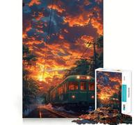 Retro Locomotive Train 1000 Pieces Jigsaws Adults Puzzles Brain Workout Toy Soft Relax Image Assembly Lovely Present (50x75cm)