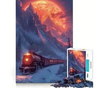 Retro Locomotive Train Jigsaw Puzzle for Adults 1000 Pieces Memory Boost Group Play Pattern Assembly Xmas Surprise (38x52cm)