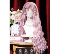 Retro Lolita Pink Lace Front Wigs for women Girls Curly Bangs European Court Aristocratic Hairstyle Cosplay Wig for Halloween Party