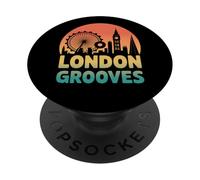 Retro London Grooves City Music Skyline Art PopSockets Adhesive PopGrip