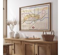 Retro London Tube Map | 1930s Old London Map Framed Poster - Available in 4 Frame Colours | Framed Poster Print Wall Art for Home Décor in A0, A1, A2, A3, A4, and Maxi Sizes.
