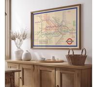 Retro London Tube Map | 1930s Old London Underground Framed Poster - Available in 4 Frame Colours | Framed Poster Print Wall Art for Home Décor in A0, A1, A2, A3, A4, and Maxi Sizes.