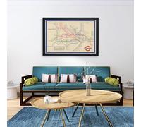 Retro London Tube Map | 1930s Old London Underground Framed Poster - Available in 4 Frame Colours | Framed Poster Print Wall Art for Home Décor in A0, A1, A2, A3, A4, and Maxi Sizes.