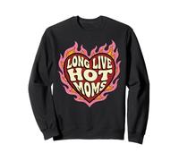 Retro Long Live Hot Moms Funny Flaming Heart Women Sweatshirt
