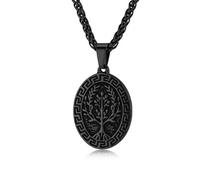 Retro Loop Pattern Tree of Life Titanium Steel Necklace for Men's Personalized Art Viking Sweater Necklace