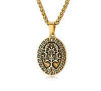 Retro Loop Pattern Tree of Life Titanium Steel Necklace for Men's Personalized Art Viking Sweater Necklace