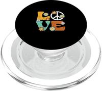 Retro Love Peace Sign Flower Power Hippie 70s Outfit PopSockets PopGrip for MagSafe