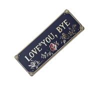 Retro "Love You Bye" Metal Wall Sign with Flower Pattern Romantics Entryway Hallway Hanging Plaques for Farmhouse Decors Humorous Goodbye Gift