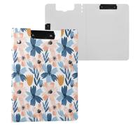 Retro Lovely Flowers Painting Clipboard Folder, A4 Size Folder Clipboard with Pen Slot for Office School