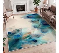 Retro Luxury Botanical Peacock Feather Sassafras Leaf Multicolor Soft Floor Mat, Easy-Clean, Stain-Resistant 80x150cm (2.6x5ft), Non-Slip 0.27" Thick Washable Rug, Hall, Kitchen, Utility, Entry