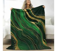 Retro Luxury Marble Stripes Print Throw Blanket for Kids, Forest Green Soft Cozy Fluffy Flannel Blanket for Girls - 39 x 51 in Warm Fleece Bedding for Teen Sofa Couch Birthday Gift, 100 x 130 cm