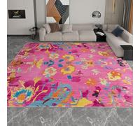 Retro Machine Washable Rugs Living Room 160 x 230 cm, Colorful Non-Slip Low Pile Non-Shedding Carpet, Indian Floral Printed Design, Dining Room Home Office Bedroom