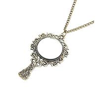 Retro Magic Mirror Long Chain Necklace Mysterious Magic Pendant Who is The Most Beautiful Mirror Mirror of Course You are Practical Design Multicoloured