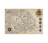 Retro Magic World Castle Village Fantasy Wizard Map Canvas Poster Wall Art Decor Print Picture Paintings for Living Room Bedroom Decoration 24x36inch(60x90cm)