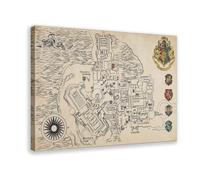 Retro Magic World Castle Village Fantasy Wizard Map Canvas Poster Wall Art Decor Print Picture Paintings for Living Room Bedroom Decoration 08x12inch(20x30cm)