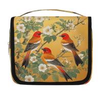 Retro Magpie Tree Branch Travel Toiletry Bag with Hanging Hook, Waterproof Hanging Makeup Organizer Portable Cosmetic Bag for Women & Men Travel Essentials Accessories
