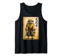 Retro Maine Coon Cat Samurai Warrior Japanese Sumi-e Art Tank Top