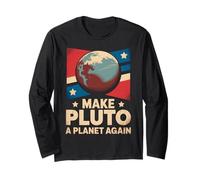 Retro Make Pluto a Planet Again Distressed Texas Space Long Sleeve T-Shirt