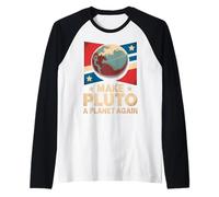 Retro Make Pluto a Planet Again Distressed Texas Space Raglan Baseball Tee