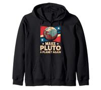 Retro Make Pluto a Planet Again Distressed Texas Space Zip Hoodie