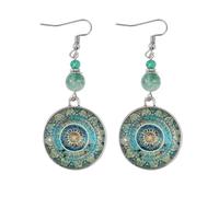 Retro Mandala Time Gem Earrings, Zinc Alloy Glass Earrings, Ethnic Style Minority Accessories, Suitable for Artistic Women, Ethnic Style Dressing, Daily Commuters and Vacation Users