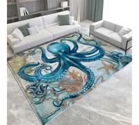 Retro Map Area Rugs Ocean Sea Monster Machine Washable Area Rug Soft Fluffy Non-Slip Short Pile Carpet For Living Room Bedroom Dining Room Kitchen Office & Nursery,
