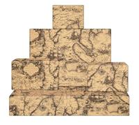 Retro Map Wrapping Paper, Black Mysterious Ocean Sea Far East World Old Map Sailing Boat Nautical Kraft Wrap Paper, 6 Sheets Folded Flat 20x28 inches per Sheet for Traveller Libraries Birthday