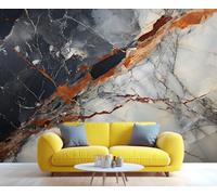 Retro Marble Murals Modern Abstract Art Wall Art Decor Black Gray Crack Wallpaper for Living Room Office 200x140cm Adhesive Canvas Wallpaper Stickers (Not Self-Adhesive)