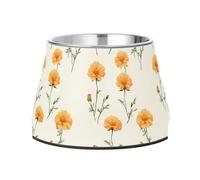 Retro Marigold White Bowls for Dogs with Stand Stainless Steel Raised Cat Bowl for Small Pet Whisker Relief