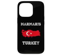 Retro Marmaris Turkey Distressed Turkey Flag Case for iPhone 13 Pro