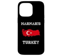 Retro Marmaris Turkey Distressed Turkey Flag Case for iPhone 14 Pro Max