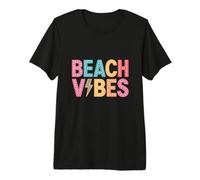 Retro Marquee Style Beach Vibes Multi-Color Typography Premium T-Shirt
