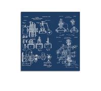 Retro Mechanical Engineering Art - 1908 Internal Combustion Engine Design Poster Decorative Painting Canvas Wall Posters And Art Picture Print Modern Family Bedroom Decor Posters 16x16inch(40x40cm)