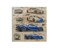 Retro Mechanical Sketch Art Poster Chiron Sport Sports Car Engineering Design Poster Decorative Painting Canvas Wall Posters And Art Picture Print Modern Family Bedroom Decor Posters 28x28inch(70x70