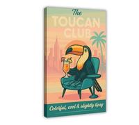 Retro Medieval Tropical Toucan Cocktail Art Print Canvas Poster Wall Art Decor Print Picture Paintings for Living Room Bedroom Decoration 8" L X 12" W