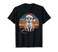 Retro Meerkat Santa Hat Christmas Vintage Animal Lovers T-Shirt