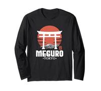 Retro Meguro Japan Torii Gate Japanese Kanji Tokyo Souvenir Long Sleeve T-Shirt