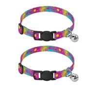 Retro Memphis Colorful Metal Bell Included Pet Collars 2 Pack Collar for Cats
