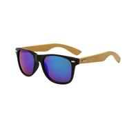 Retro Men Real Bamboo Black Unisex Sunglasses UV400 Classic Wooden Wood Square Glasses for Women Shades,06Black Blue Green,1