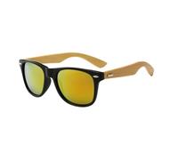 Retro Men Real Bamboo Black Unisex Sunglasses UV400 Classic Wooden Wood Square Glasses for Women Shades,03 Black Orange,1