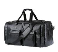 Retro Men's Hand Luggage Bag Leather Travel Bag Capacity One Shoulder Messenger(Black)