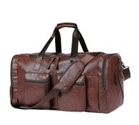 Retro Men's Hand Luggage Bag Leather Travel Bag Capacity One Shoulder Messenger(Dark Brown)